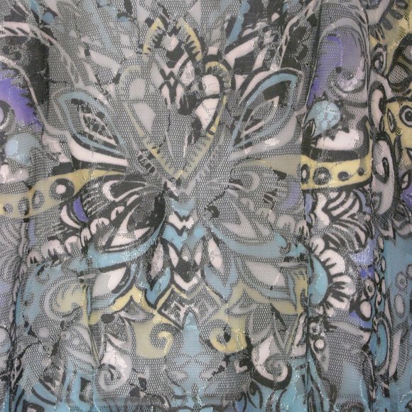 L Amore Couture. Women's Sheer Multicolor Blouse Top - Picture 3 of 8